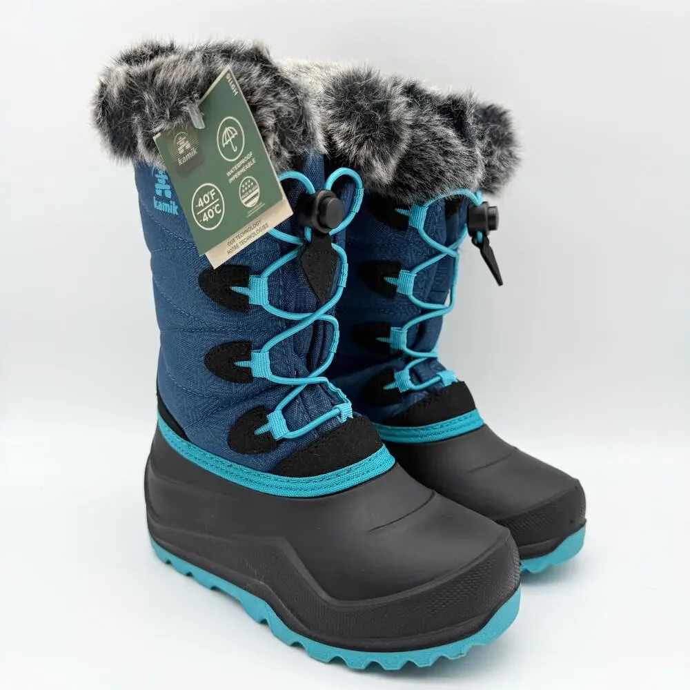 Kamik Kids Snowangel Winter Boots US 12 EU 30 Navy Blue Waterproof GUC